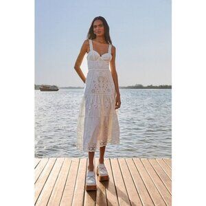 knee length dresses for ladies White Summer Garden Maxi Dress – FARM Rio
